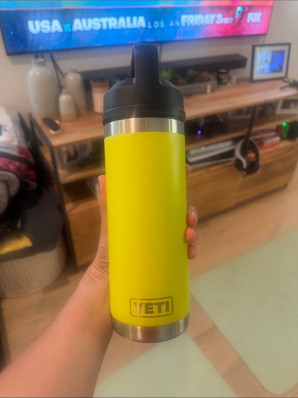 Yeti Bright Yellow Insulated Bottle with Black Lid